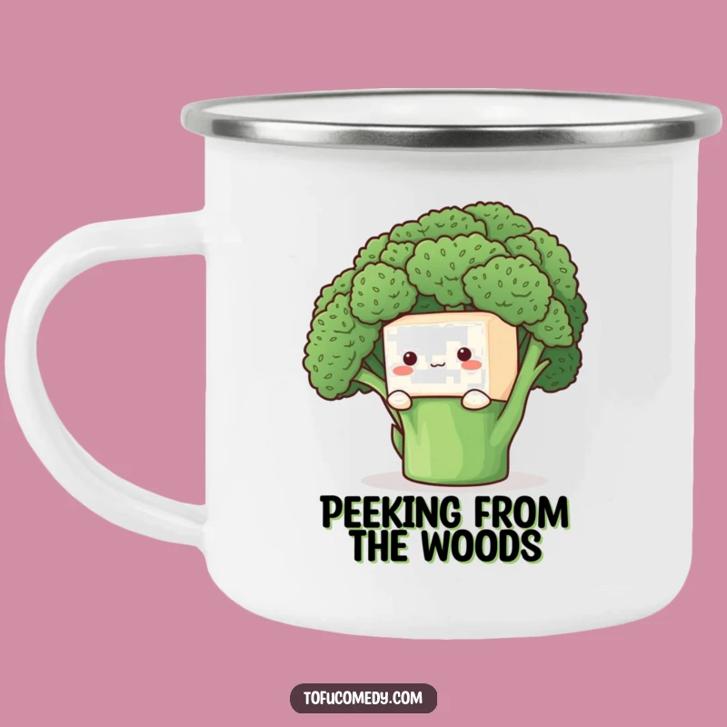 Funny Shy Tofu Camping Mug: Campfire Peeks, a Cute Funny Gift