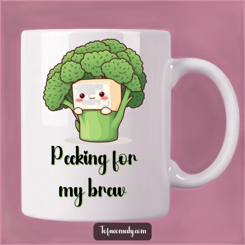 Funny Shy Tofu Mug: Peek-a-Boo Veggies, a Cute Funny Gift