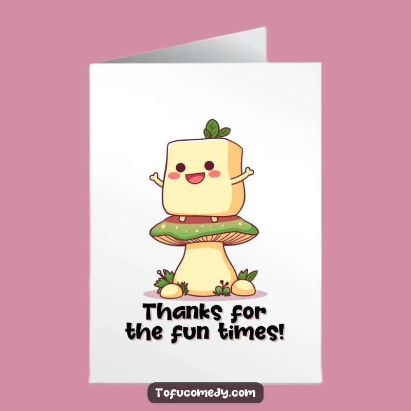 Free Printable Thank You Card: Tofu Mushroom Balance Gratitude Downloadable Greeting