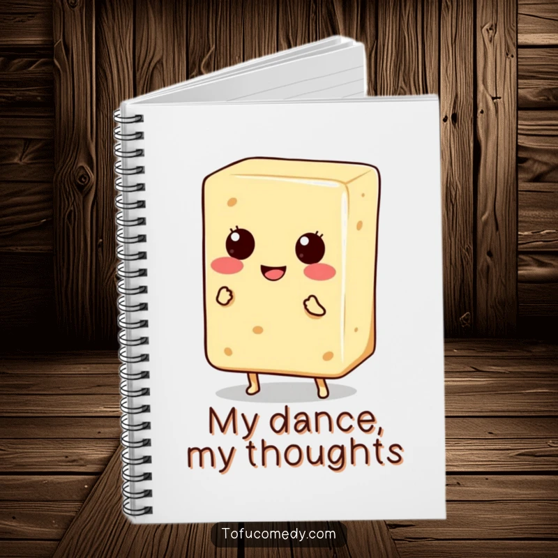 Funny Notebook: A smiling tofu block with tiny legs dancing, great for jotting down happy thoughts and ideas.